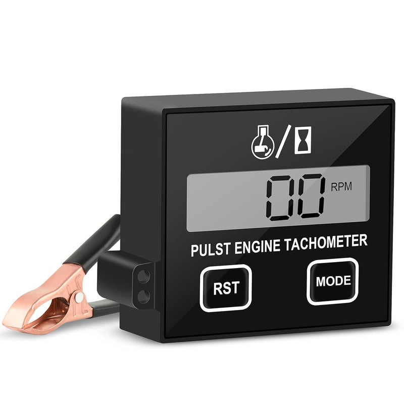 HTPREC Digital Tachometer Small Engine Chainsaw Tacho Meter Inductive Pulse Tach Gauge 2 Stroke 4 Stroke RPM Tachometer Tool for Generator Cropper Marine Lawn Mower Truck ATV Motorcycle Dirt Bike Motocross - Image 1